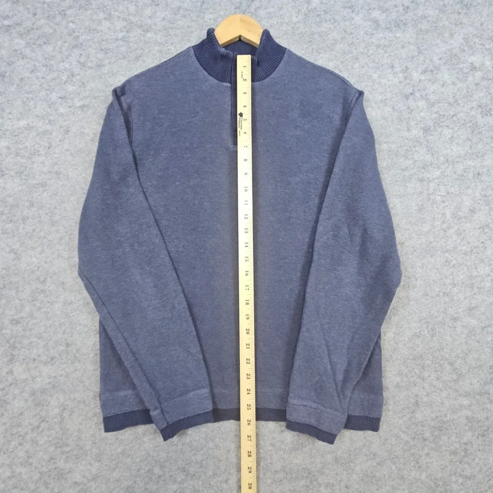 Banana Republic Men's 1/4‎ Quarter Zip Sweater Size M Blue 100% Cotton Preppy
